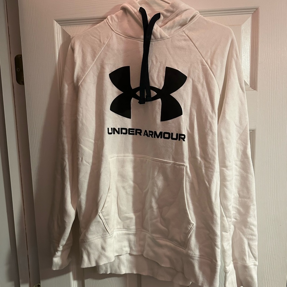 white and black under armour hoodie